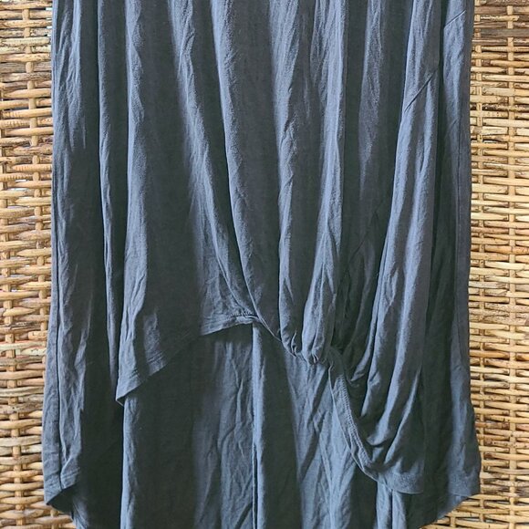 Easel Women’s M Gray Tee T Shirt Dress Short Sleeve High Low Hem Gathered Front - Picture 3 of 5